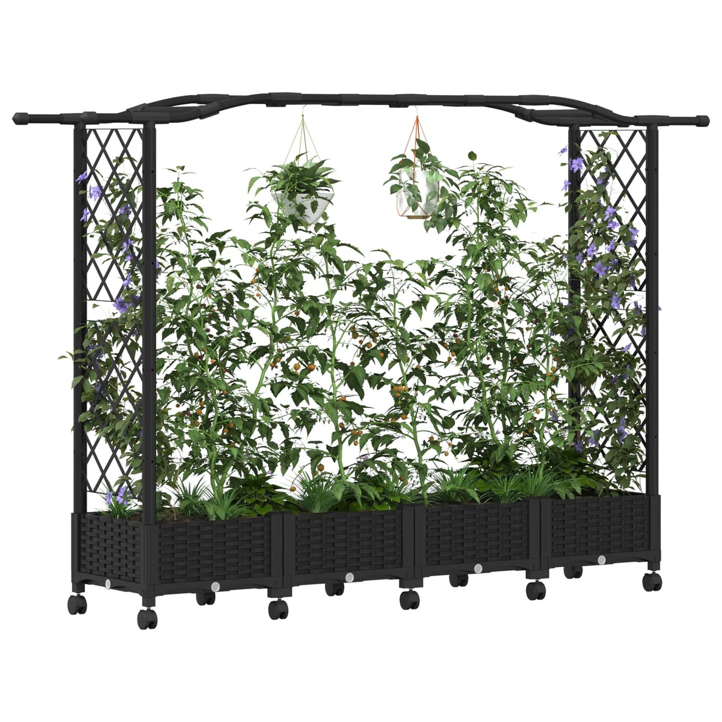 Pakeltas lovas su trelėmis ir stogu Juoda 207 x 40 x 129 cm PP