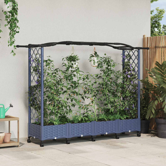 Pakeltas lovas su trelėmis ir stogu Pilka 207 x 40 x 129 cm PP
