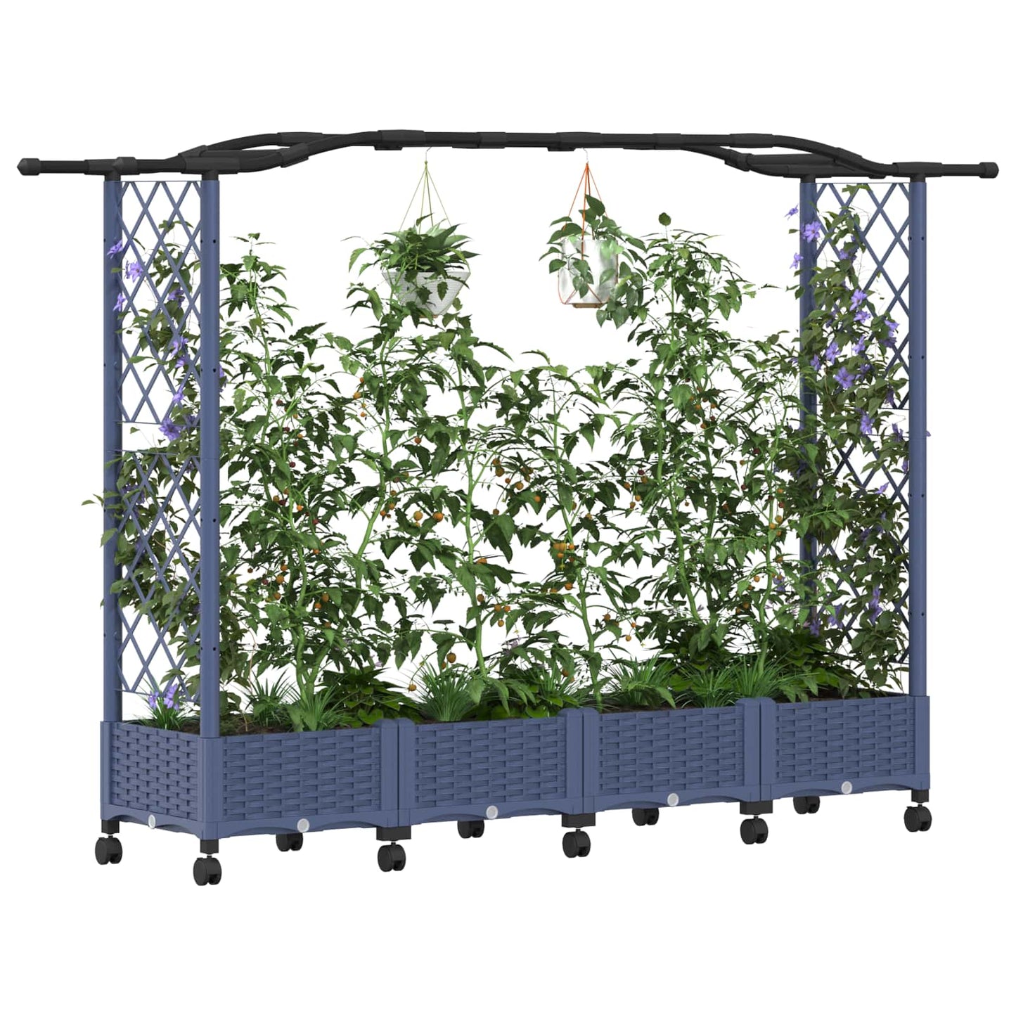 Pakeltas lovas su trelėmis ir stogu Pilka 207 x 40 x 129 cm PP