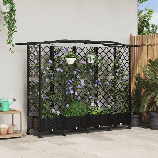 Pakeltas lovas su trelėmis ir stogu Juoda 203,5 x 40 x 129 cm