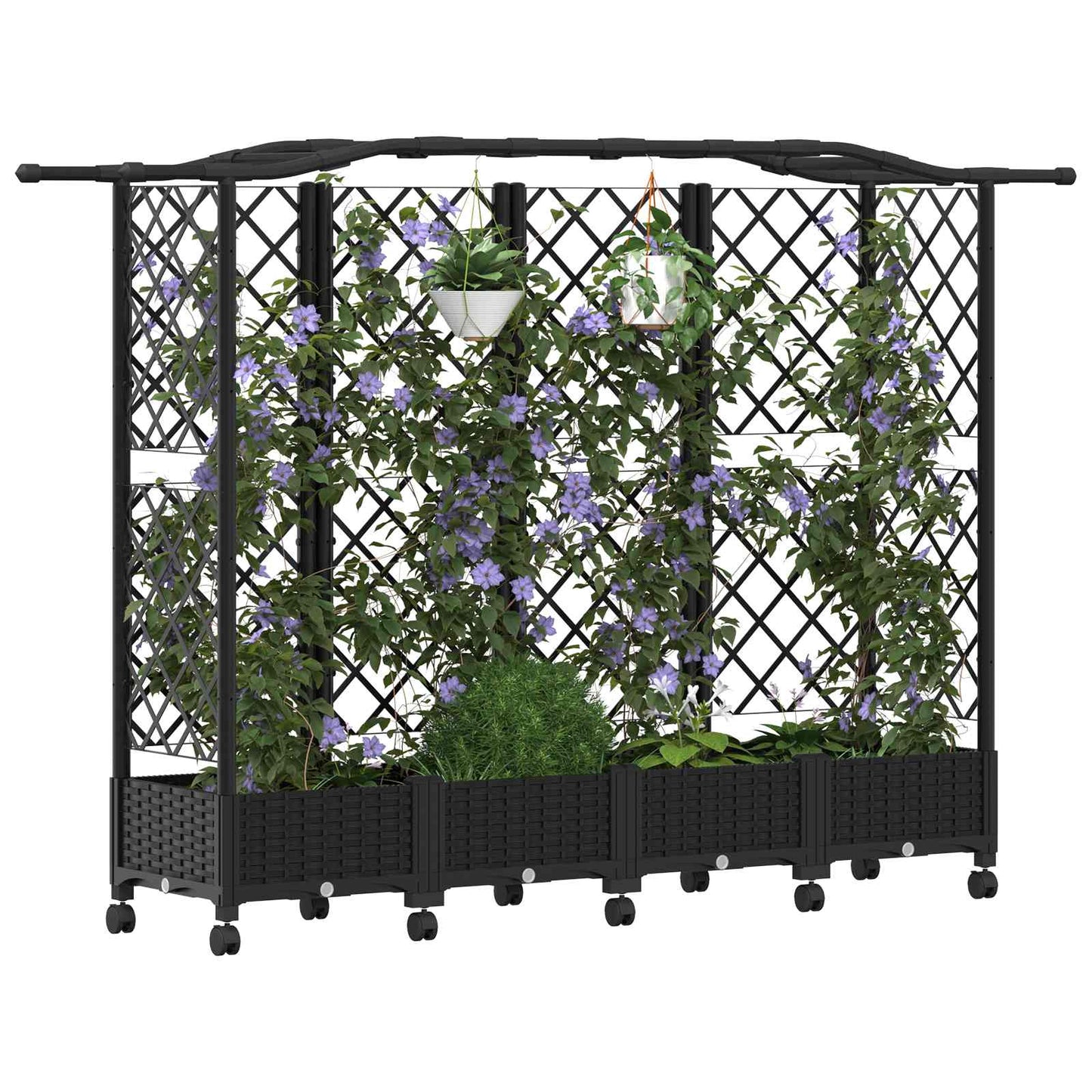 Pakeltas lovas su trelėmis ir stogu Juoda 203,5 x 40 x 129 cm