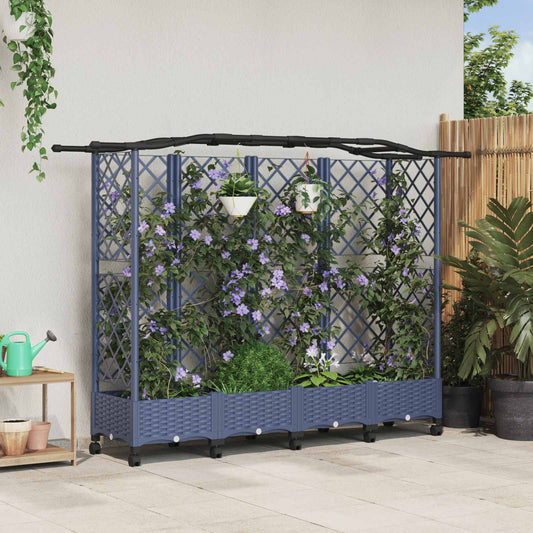 Pakeltas lovas su trelėmis ir stogu Pilka 203,5 x 40 x 129 cm