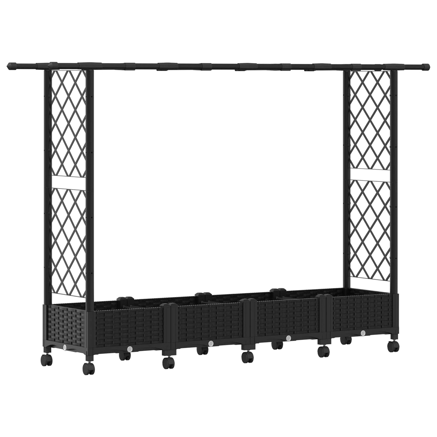 Pakeltas lovas su trelėmis ir stogu Juoda 203 x 40 x 127 cm PP