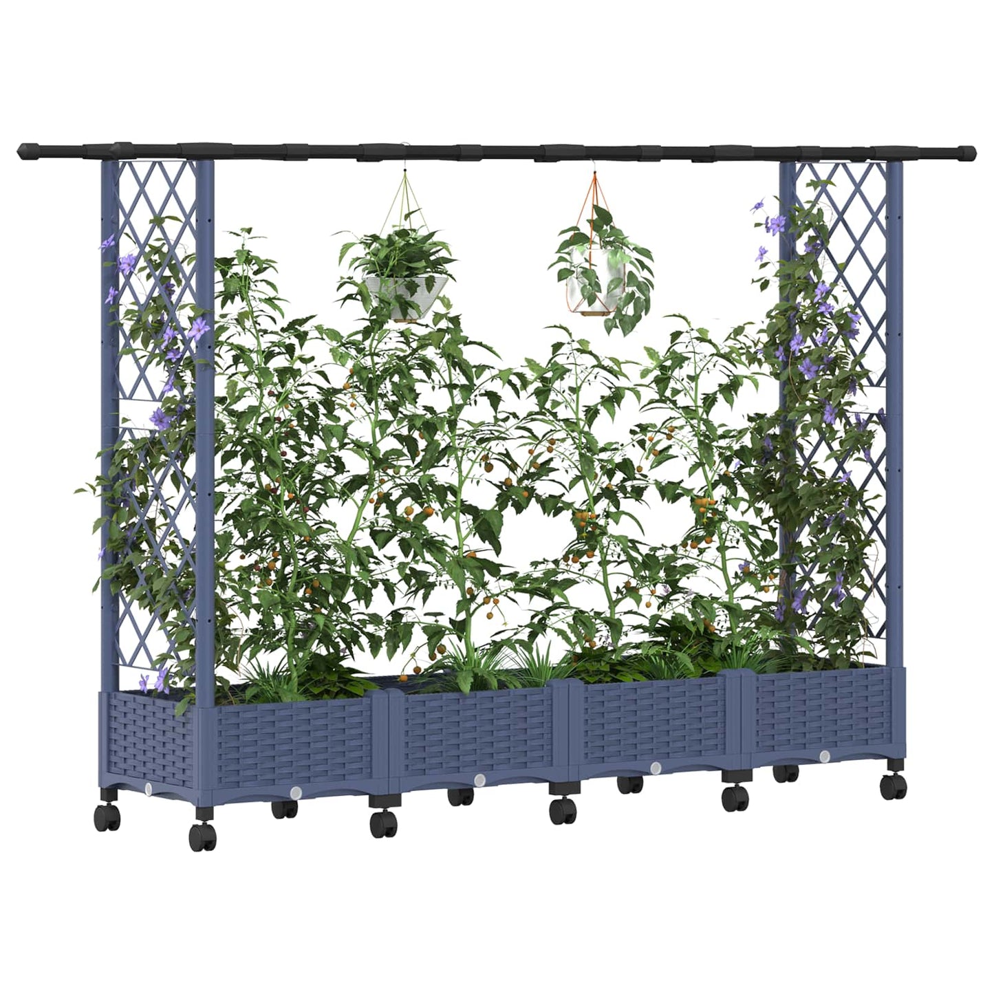 Pakeltas lovas su trelėmis ir stogu Pilka 203 x 40 x 127 cm PP