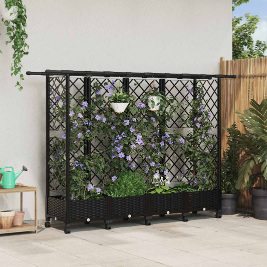 Pakeltas lovas su trelėmis ir stogu Juoda 202,5 x 40 x 127 cm
