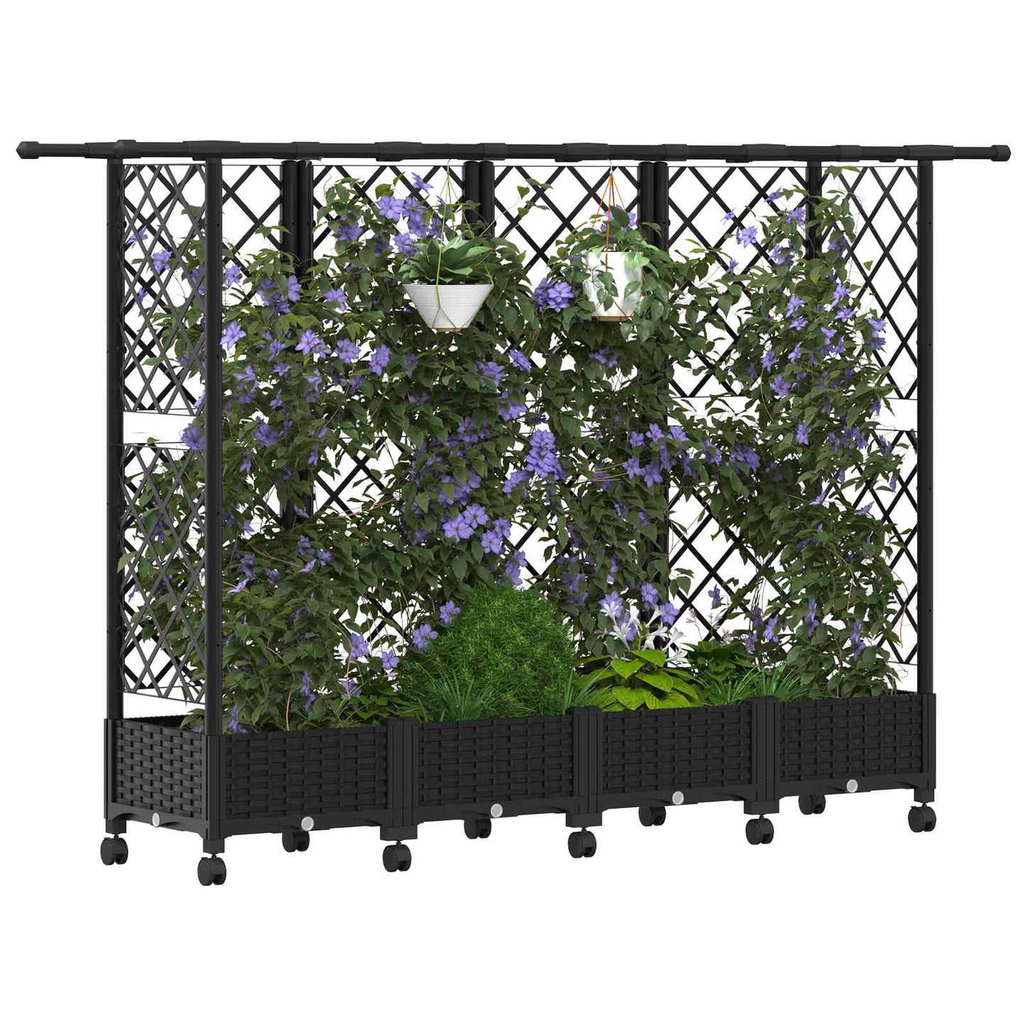 Pakeltas lovas su trelėmis ir stogu Juoda 202,5 x 40 x 127 cm
