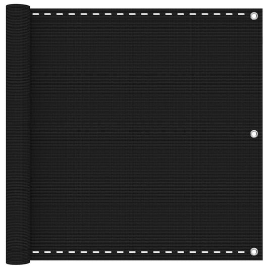 Balkono Ekranas Juoda 75 x 1200 cm HDPE ir aliuminis
