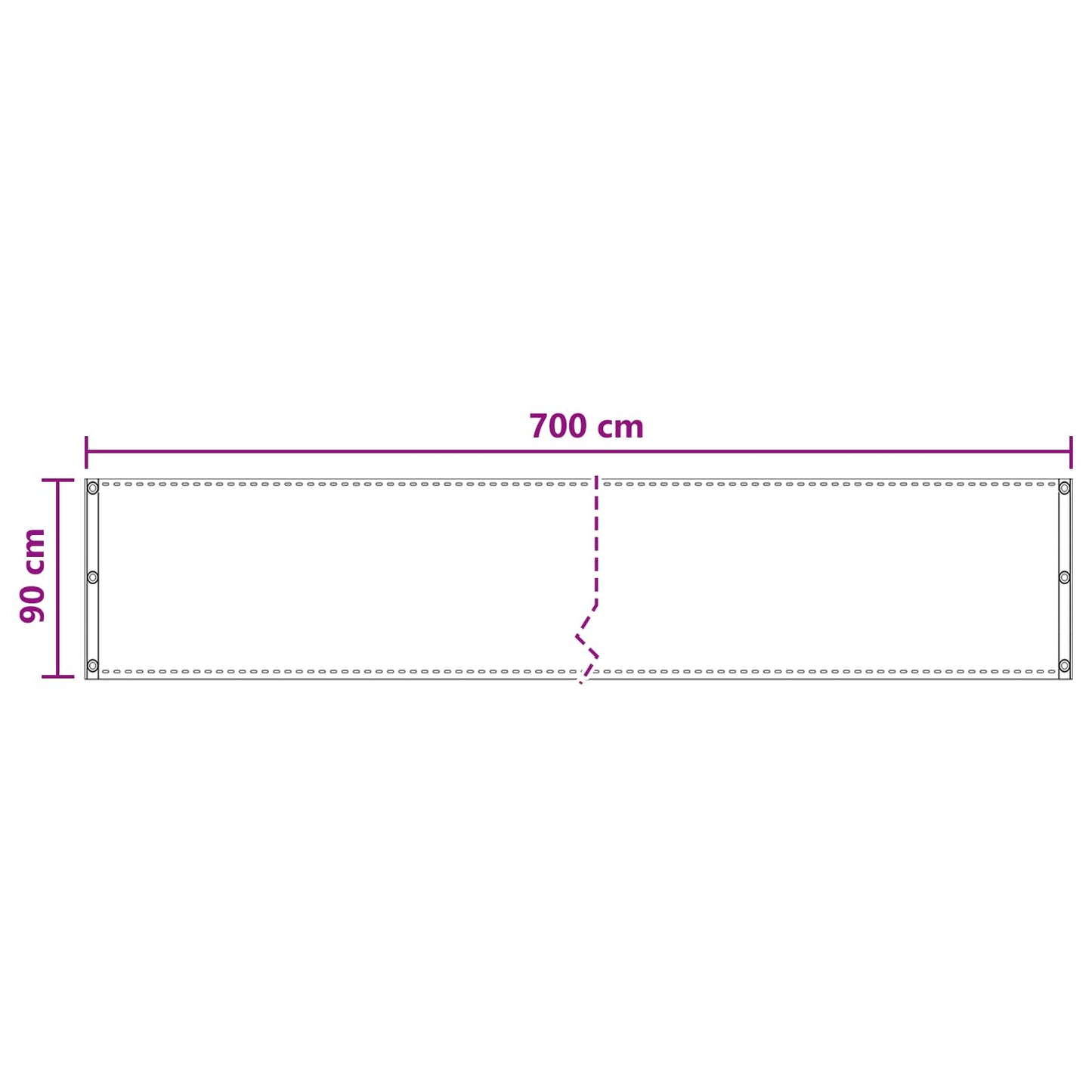 Balkono Ekranas Šviesiai pilka 90 x 700 cm HDPE ir aliuminis