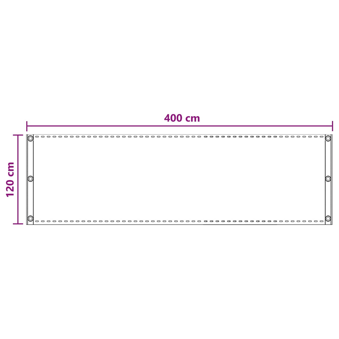 Balkono Ekranas Šviesiai pilka 120 x 400 cm HDPE ir aliuminis