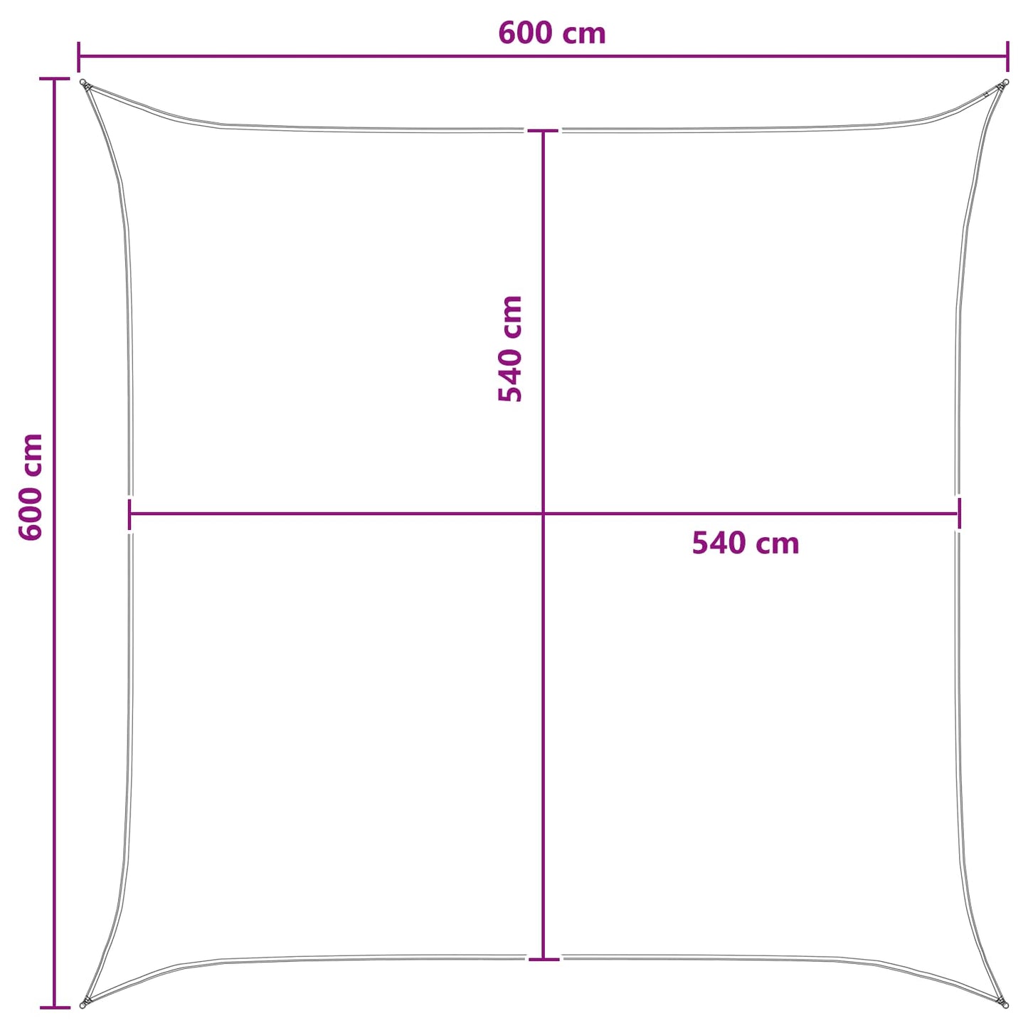 Saulės šešėlio audinys Antracito ir baltos 6 x 6 m HDPE