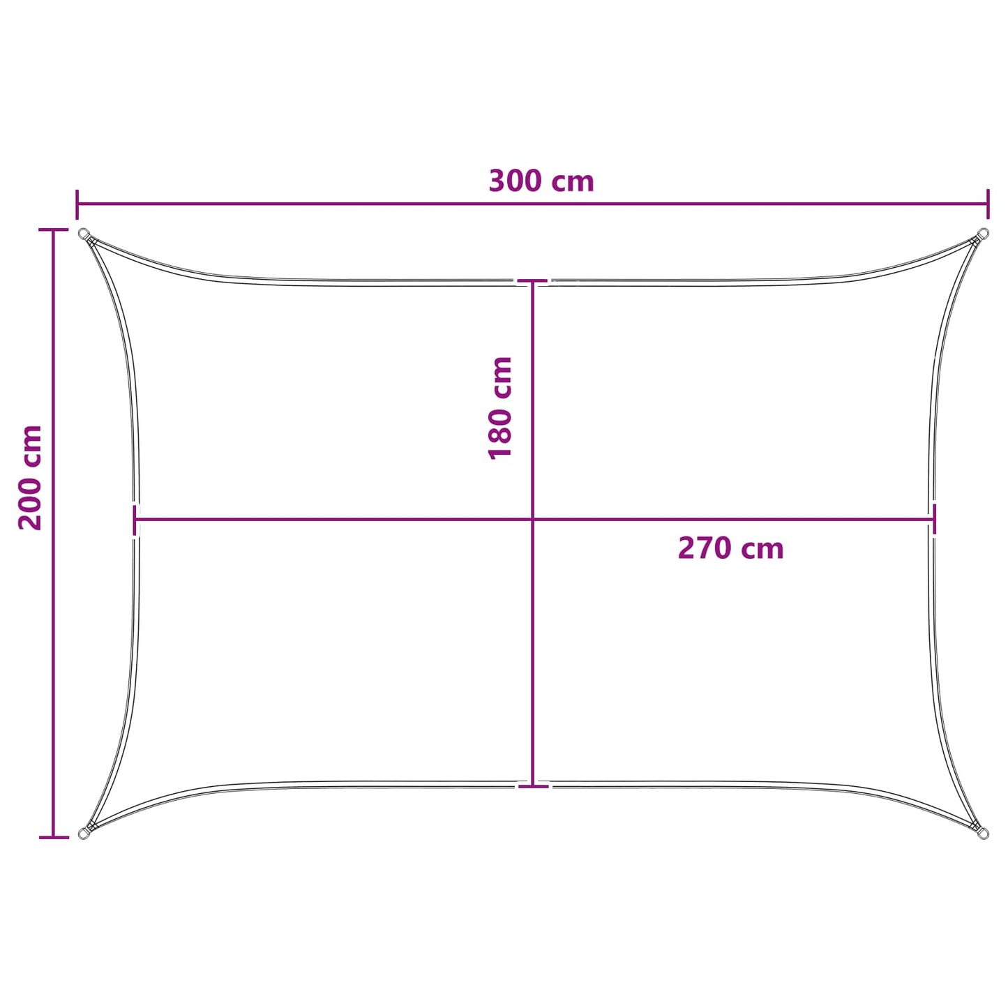 Saulės šešėlio audinys Antracito ir baltos 2 x 3 m HDPE
