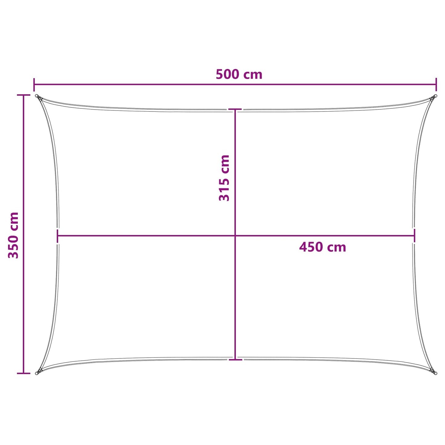 Saulės šešėlio audinys Antracito ir baltos 3,5 x 5 m HDPE