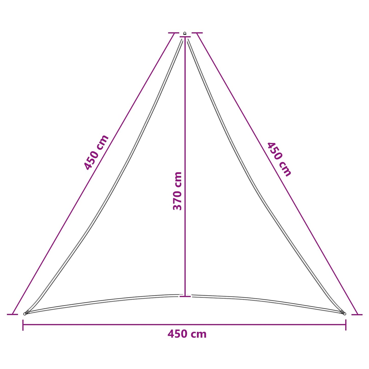 Saulės šešėlio audinys 4,5 x 4,5 x 4,5 m HDPE