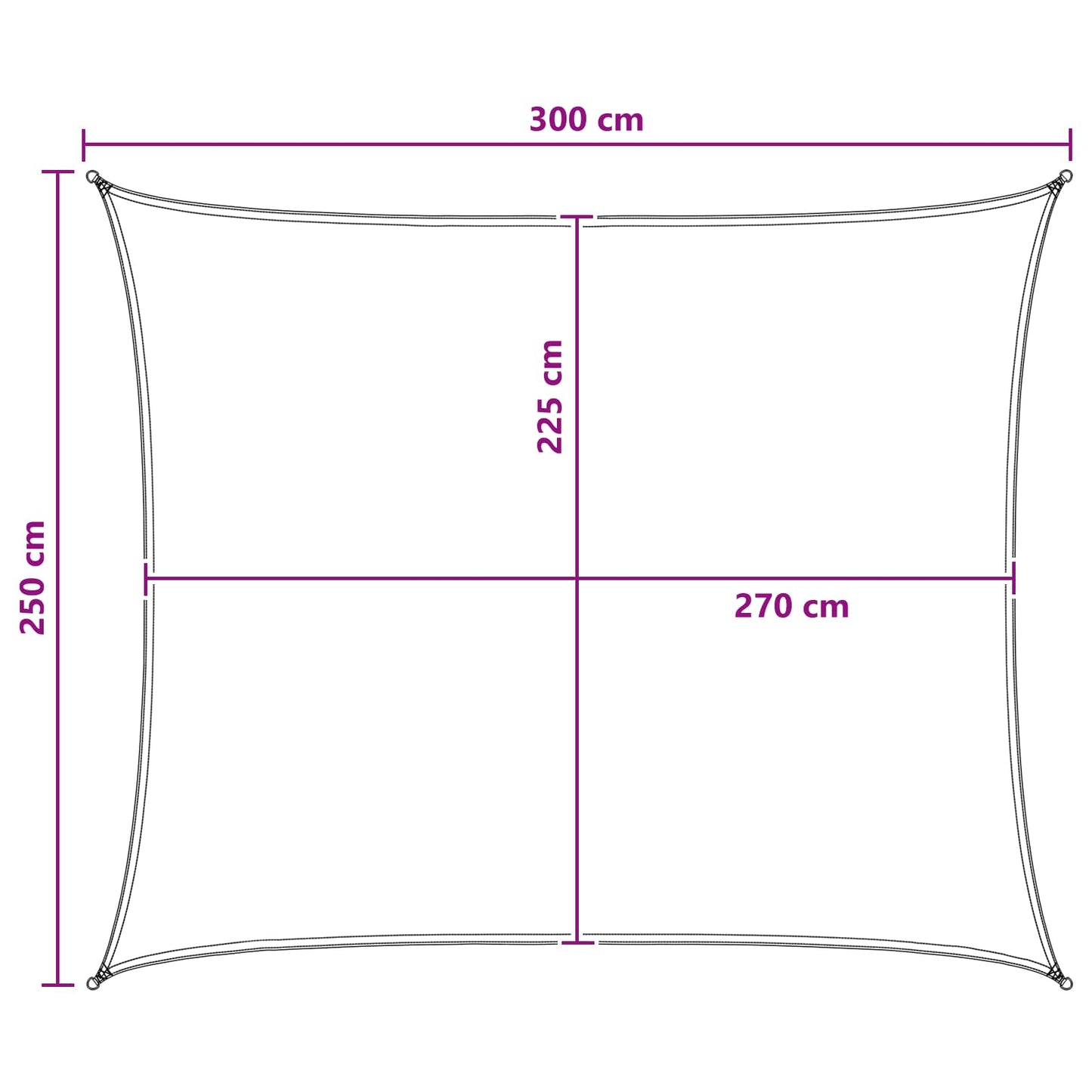Saulės šešėlio audinys 2,5 x 3 m HDPE Stačiakampio