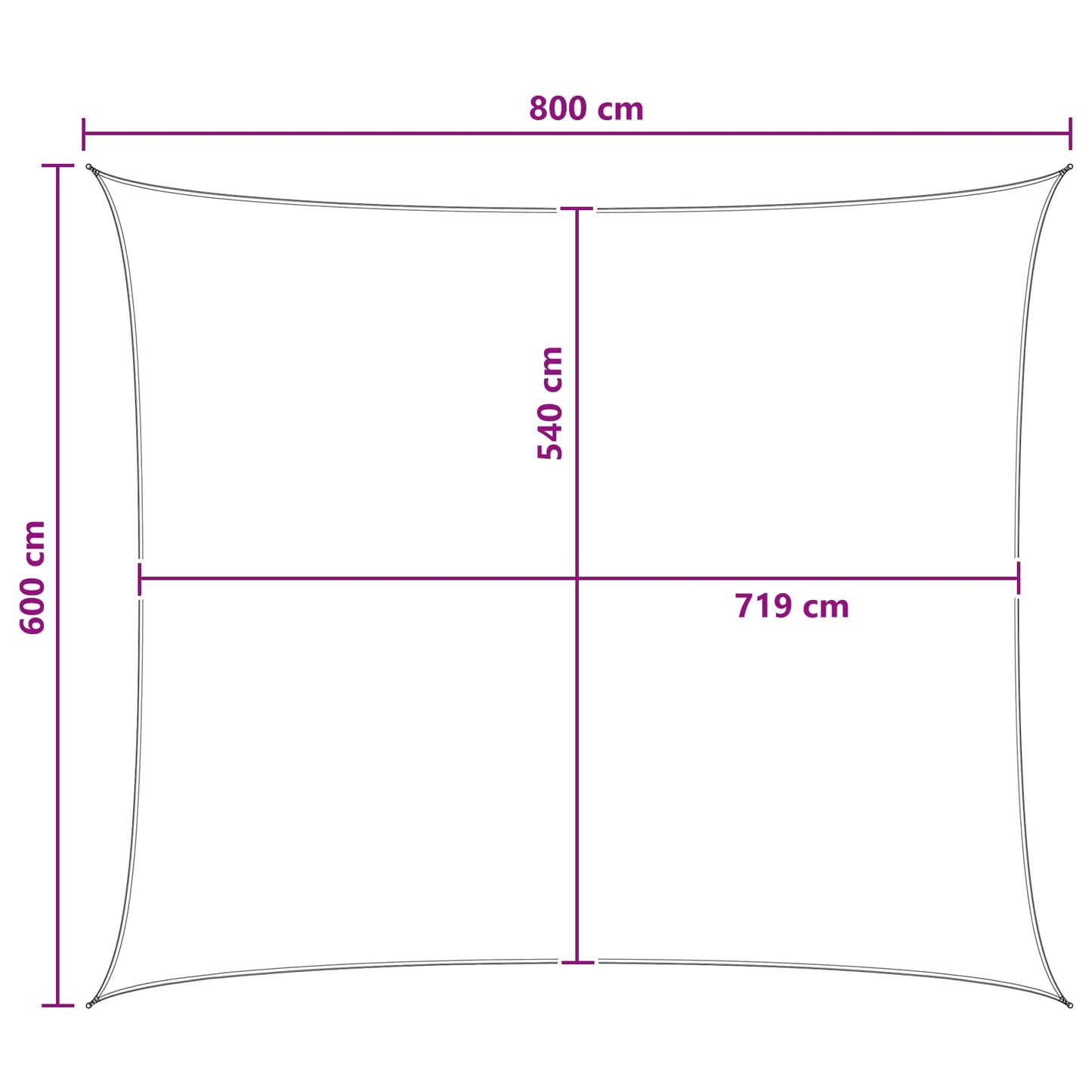 Saulės šešėlio audinys 6 x 8 m HDPE Stačiakampio