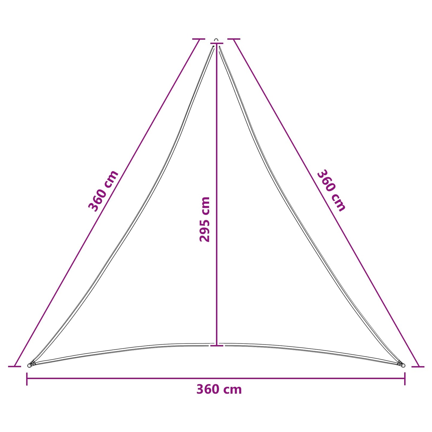 Saulės šešėlio audinys 3,6 x 3,6 x 3,6 m HDPE