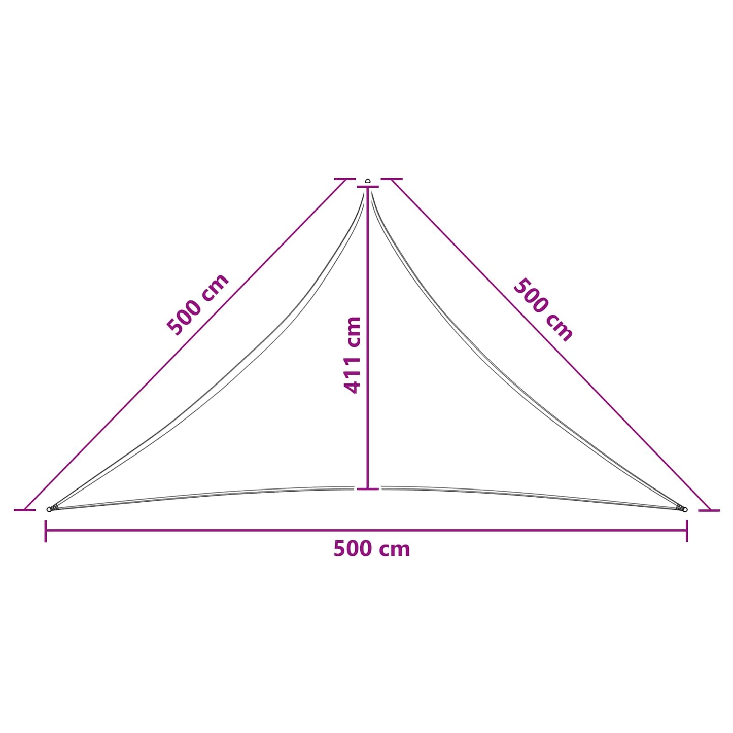 Saulės šešėlio audinys 5 x 5 x 5 m HDPE