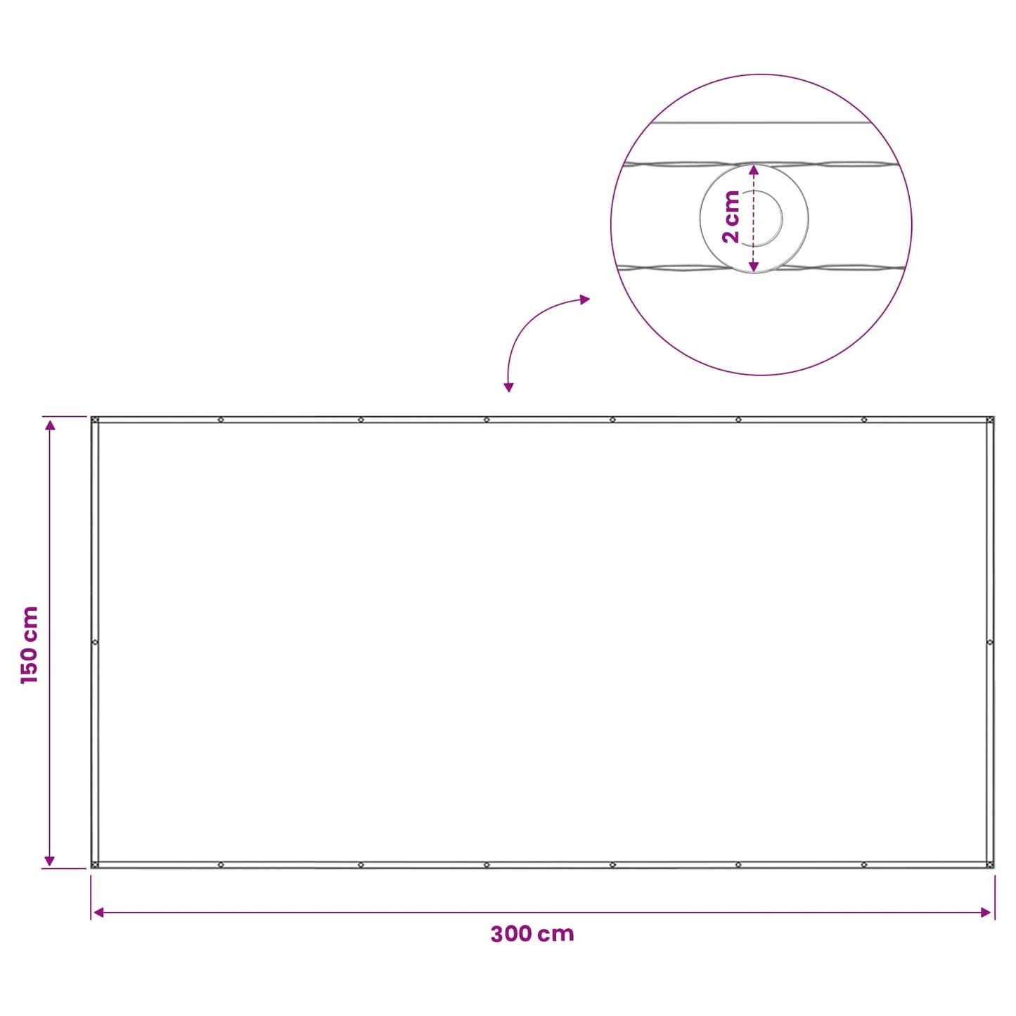 Balkono privatumo ekranas 150 x 300 cm Audinys su PU danga