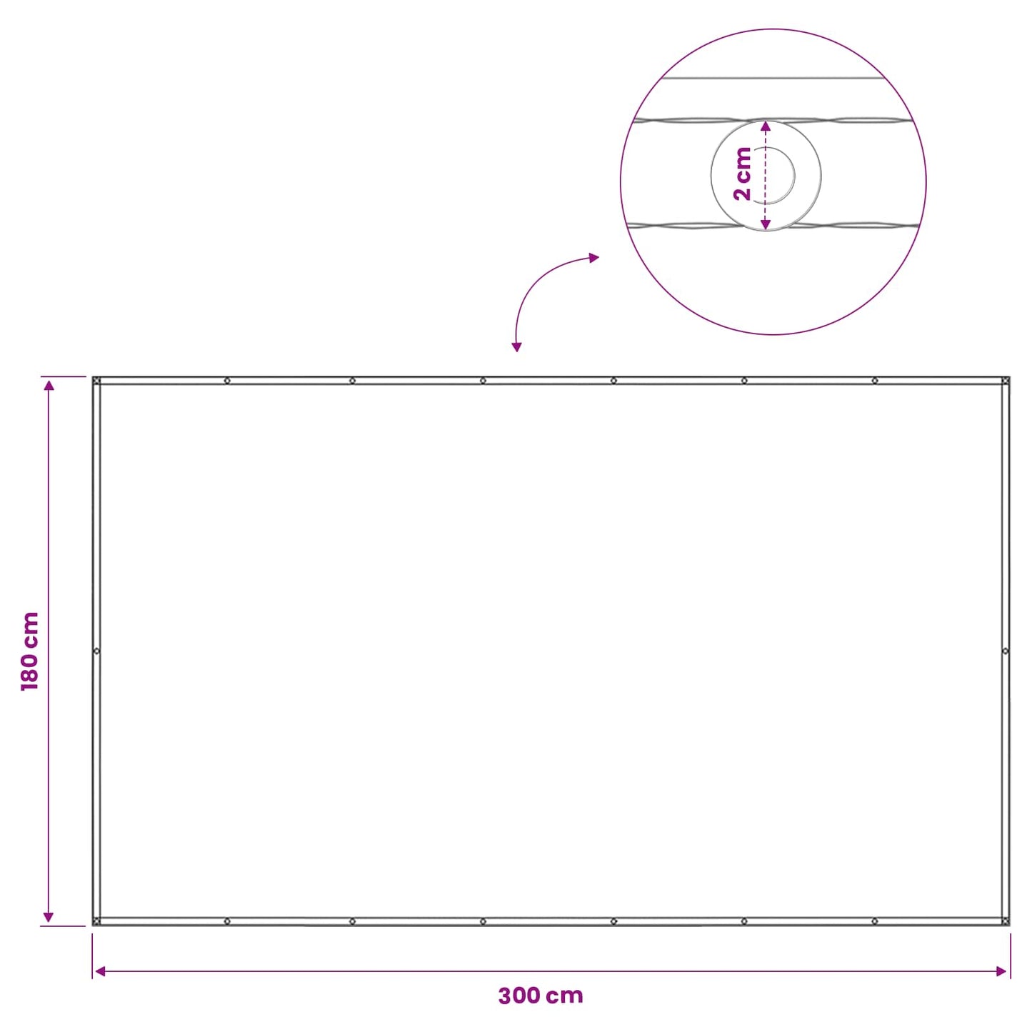 Balkono privatumo ekranas 180 x 300 cm Audinys su PU danga