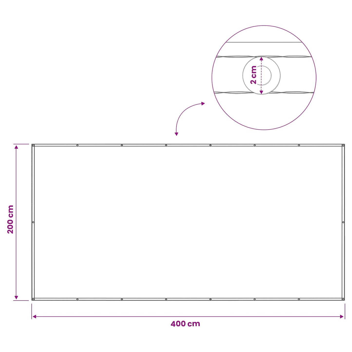 Balkono privatumo ekranas 200 x 400 cm Audinys su PU danga