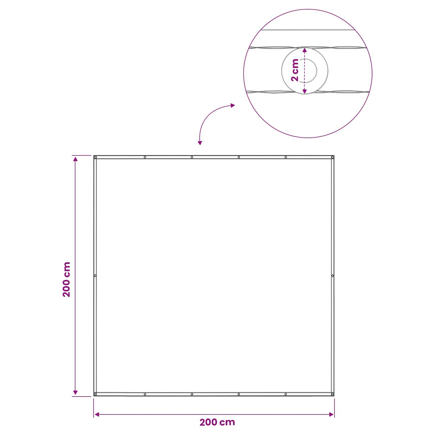Balkono privatumo ekranas 200 x 200 cm Audinys su PU danga