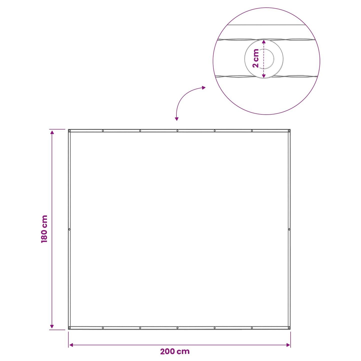 Balkono privatumo ekranas 180 x 200 cm Audinys su PU danga