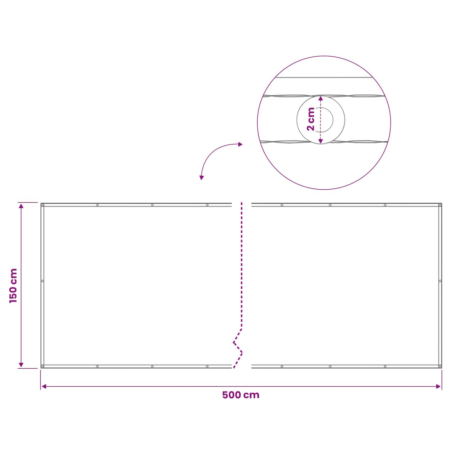 Balkono privatumo ekranas 150 x 500 cm Audinys su PU danga Ruda