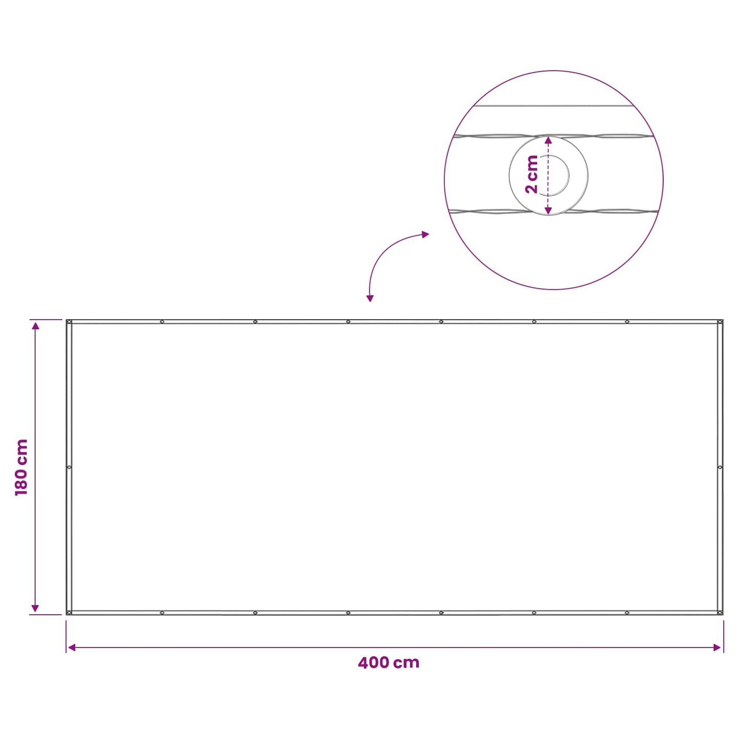 Balkono privatumo ekranas 180 x 400 cm Audinys su PU danga