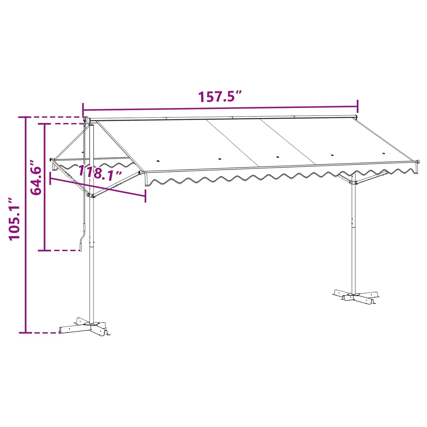 Atvira markizė Antracito 4 × 3 m Poliesteris