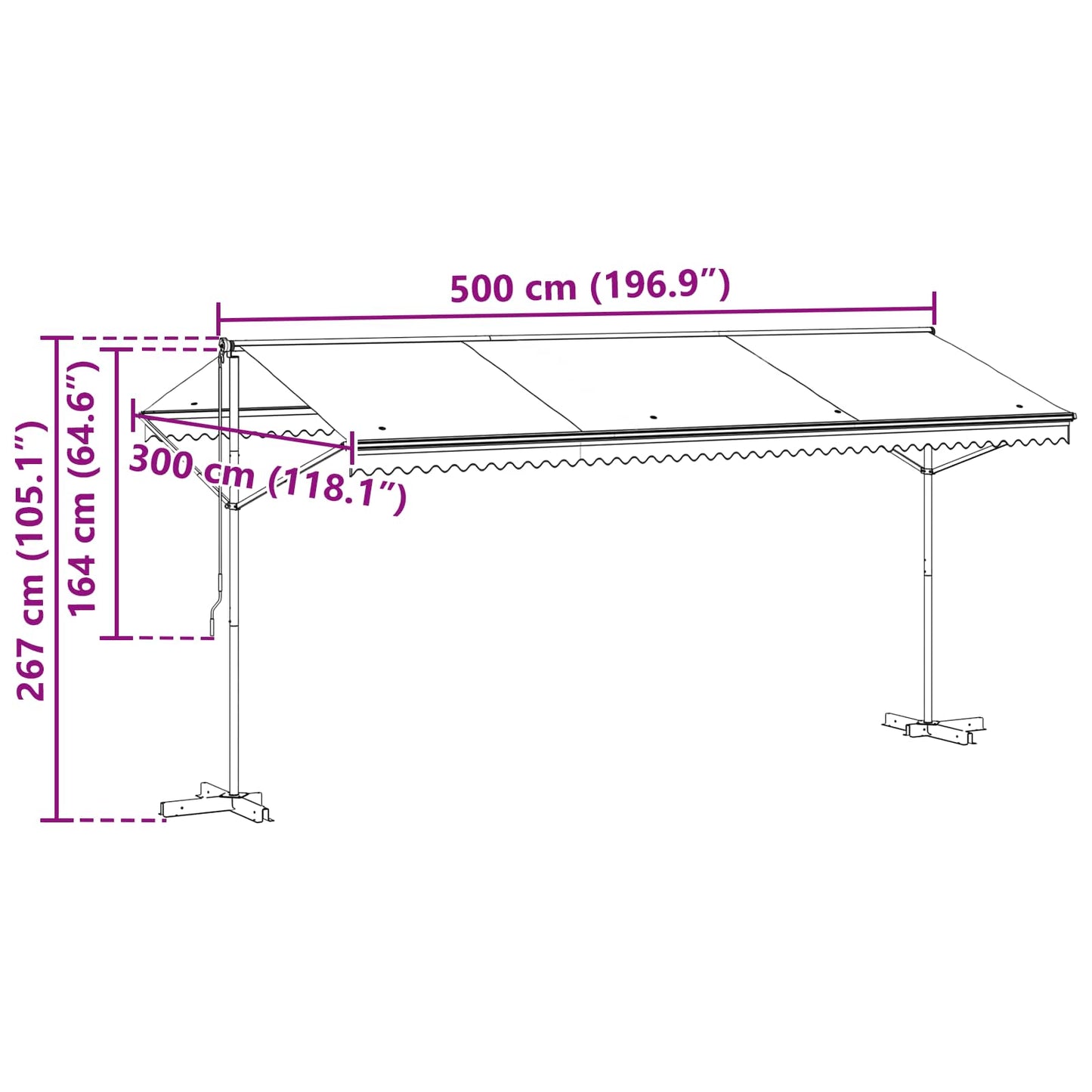 Atvira markizė Antracito 5 x 3 m Poliesteris