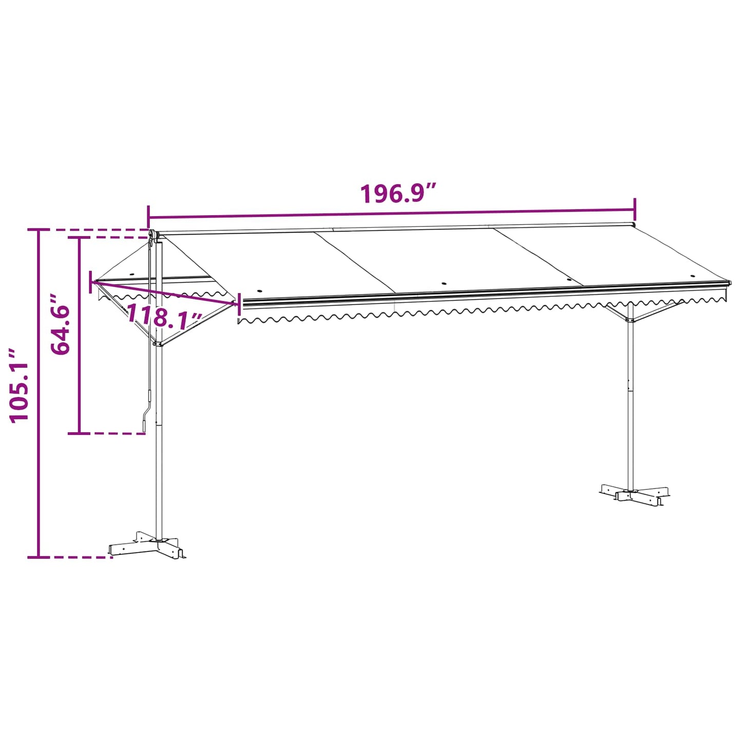 Atvira markizė Antracito 5 x 3 m Poliesteris