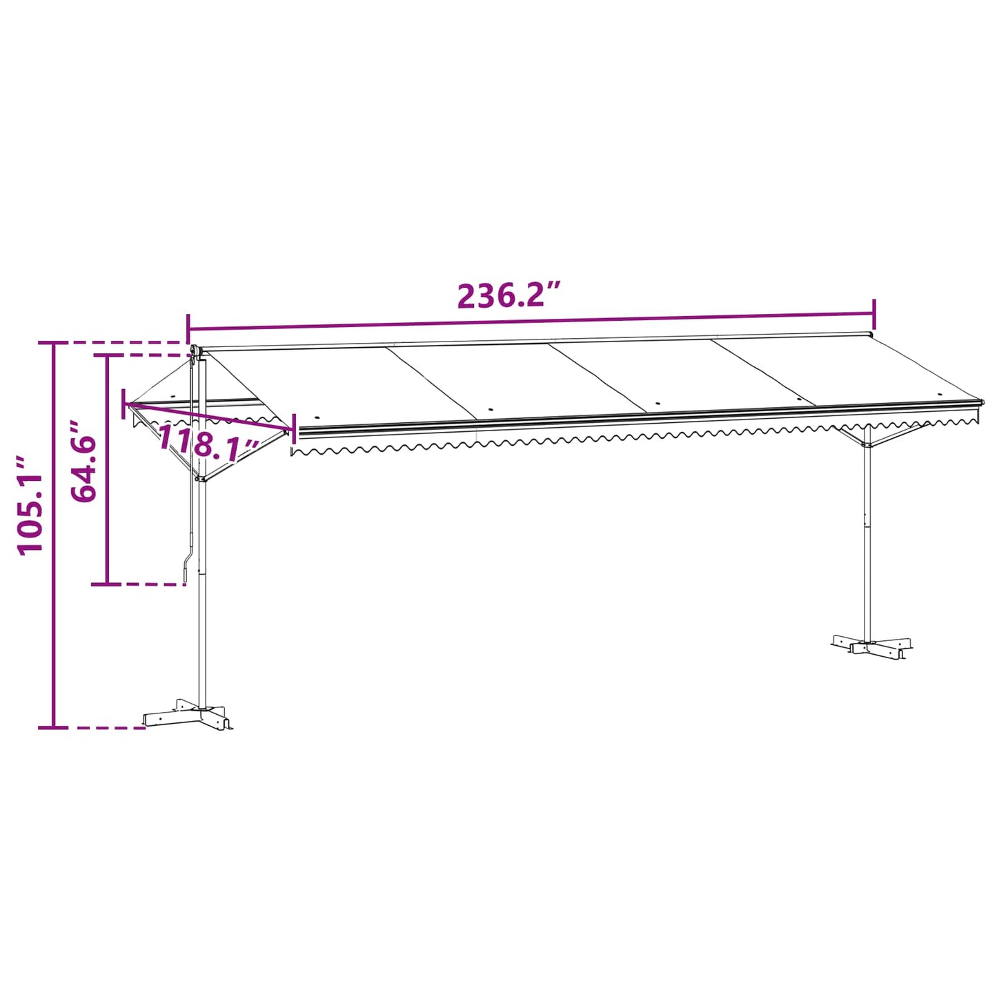 Atvira markizė Pilka 6 x 3 m Poliesteris
