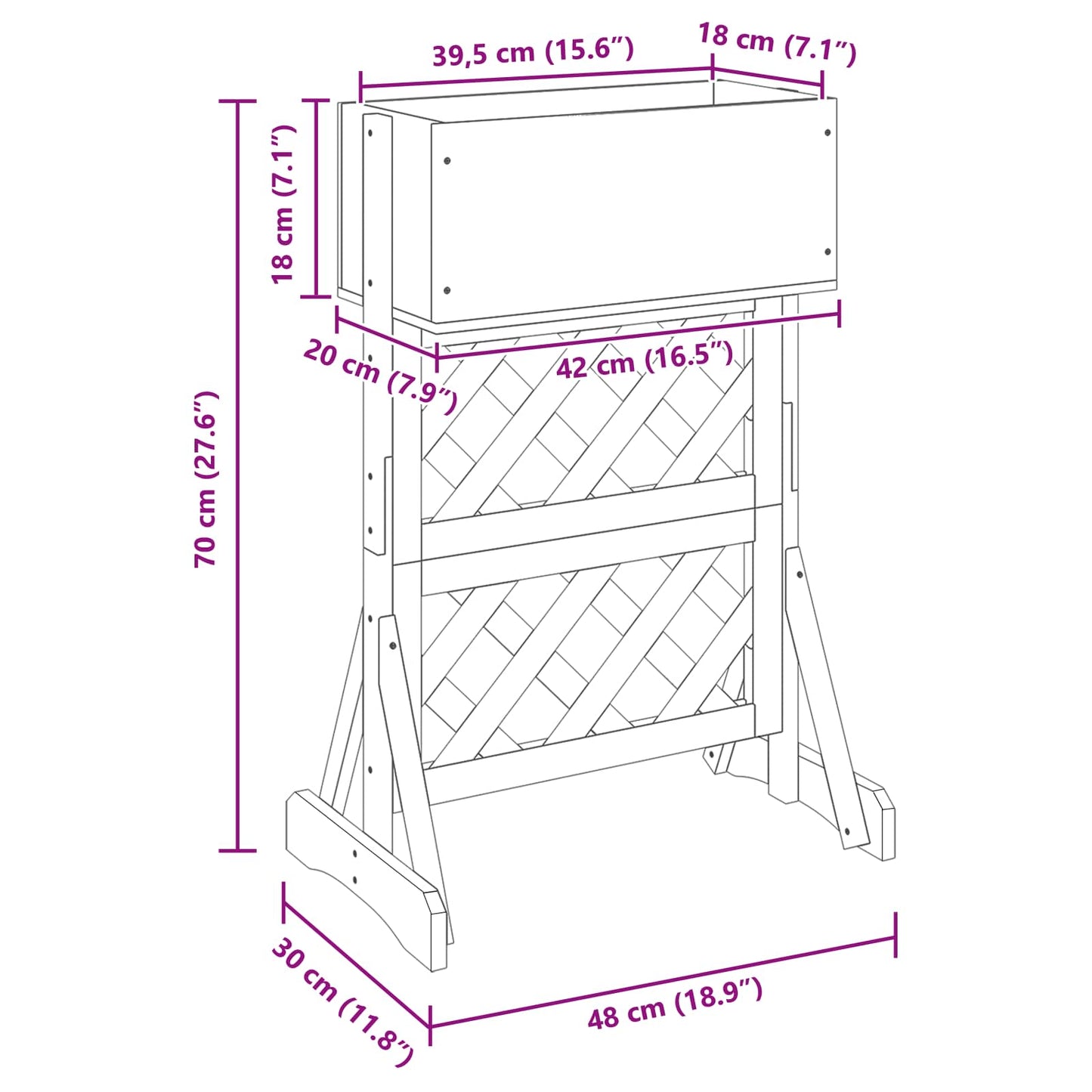Vertikalus sodinimo trellis Pilka 48 x 30 x 70,5 cm