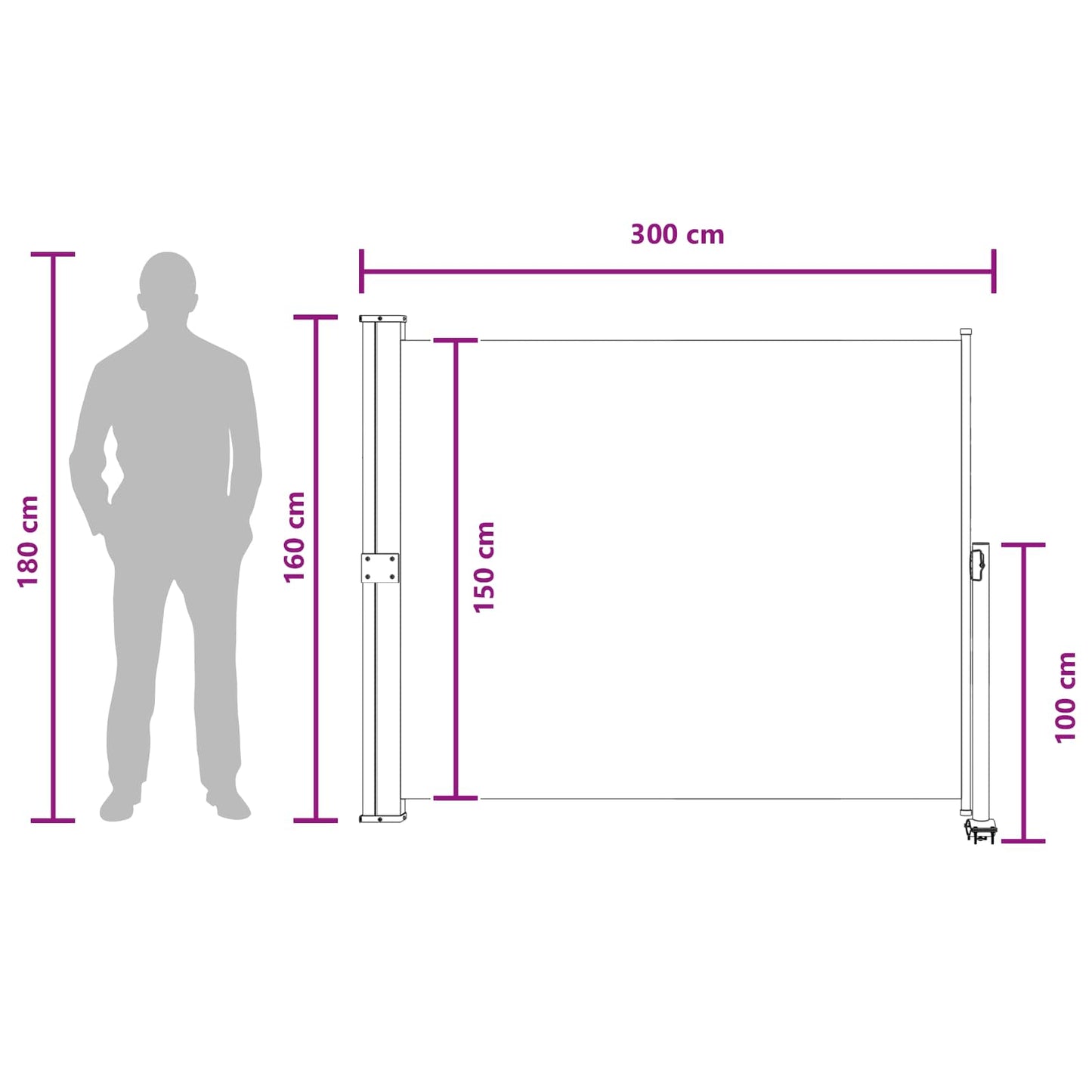 Šoninis tentas Antracito 300 x 160 cm