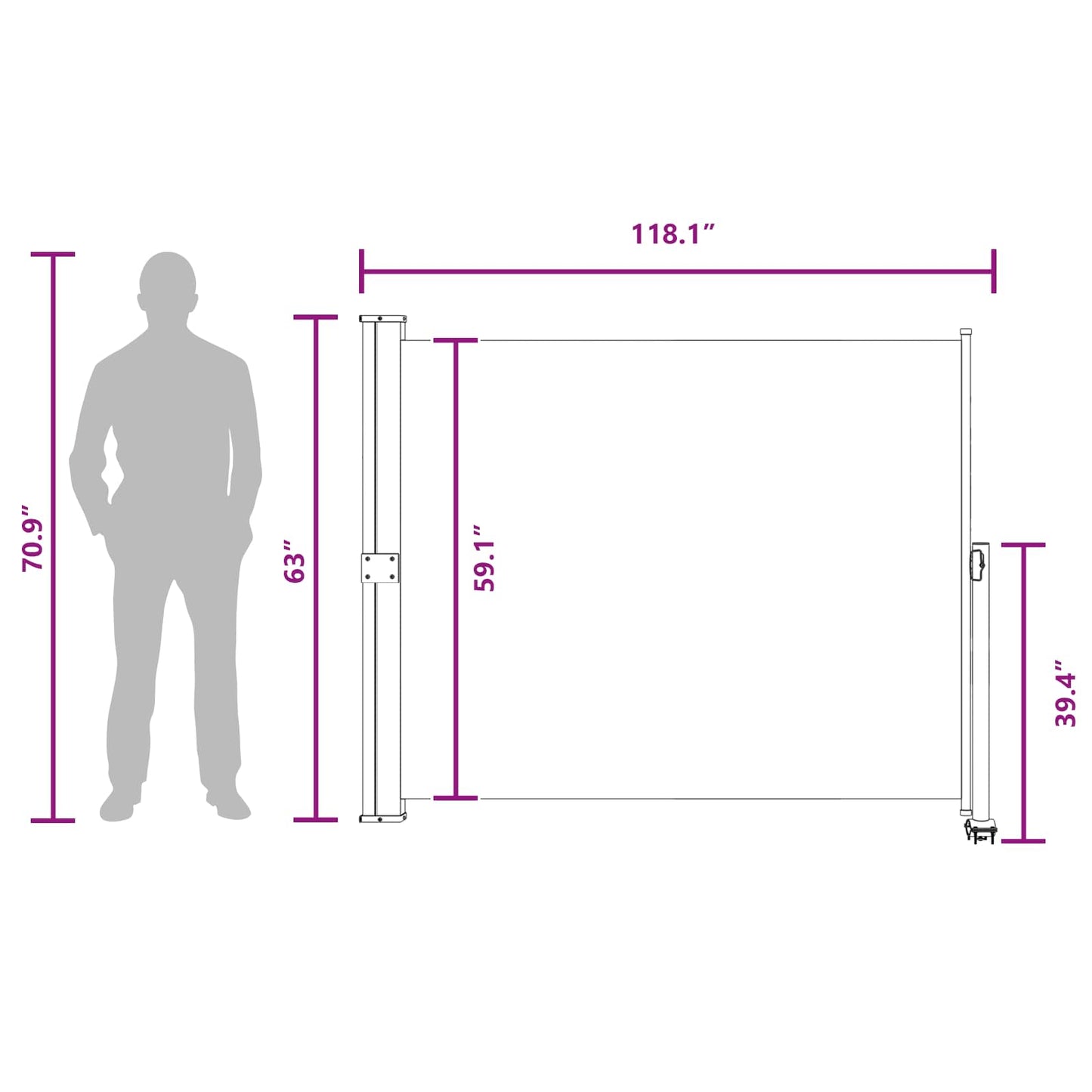 Šoninis tentas Antracito 300 x 160 cm