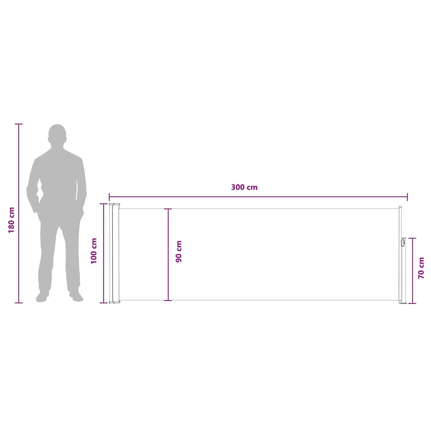 Ištraukiama šoninė užuolaida Taupe 300 x 100 cm Poliesteris