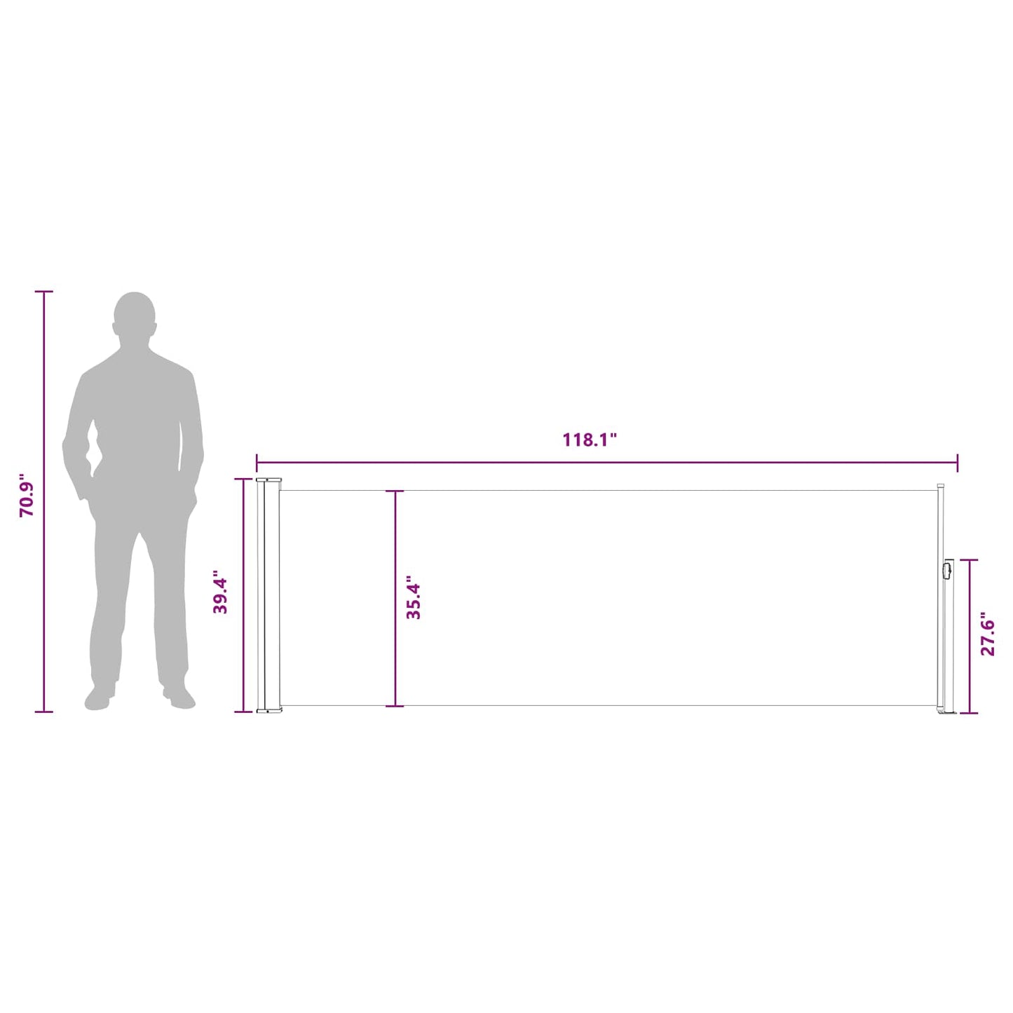 Ištraukiama šoninė užuolaida Taupe 300 x 100 cm Poliesteris