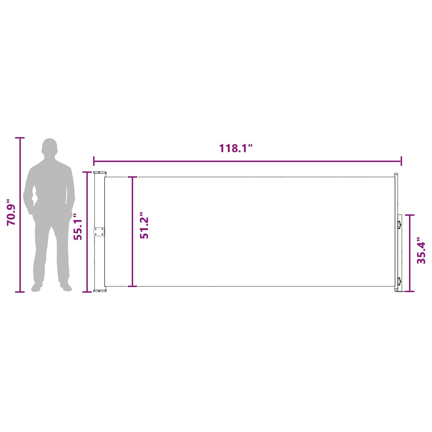 Ištraukiama šoninė užuolaida Antracito 300 x 140 cm Poliesteris