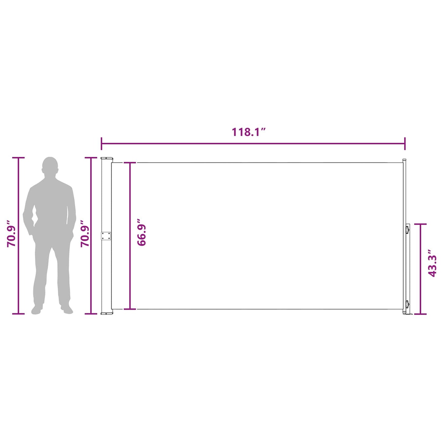 Ištraukiama šoninė užuolaida Taupe 300 x 180 cm Poliesteris