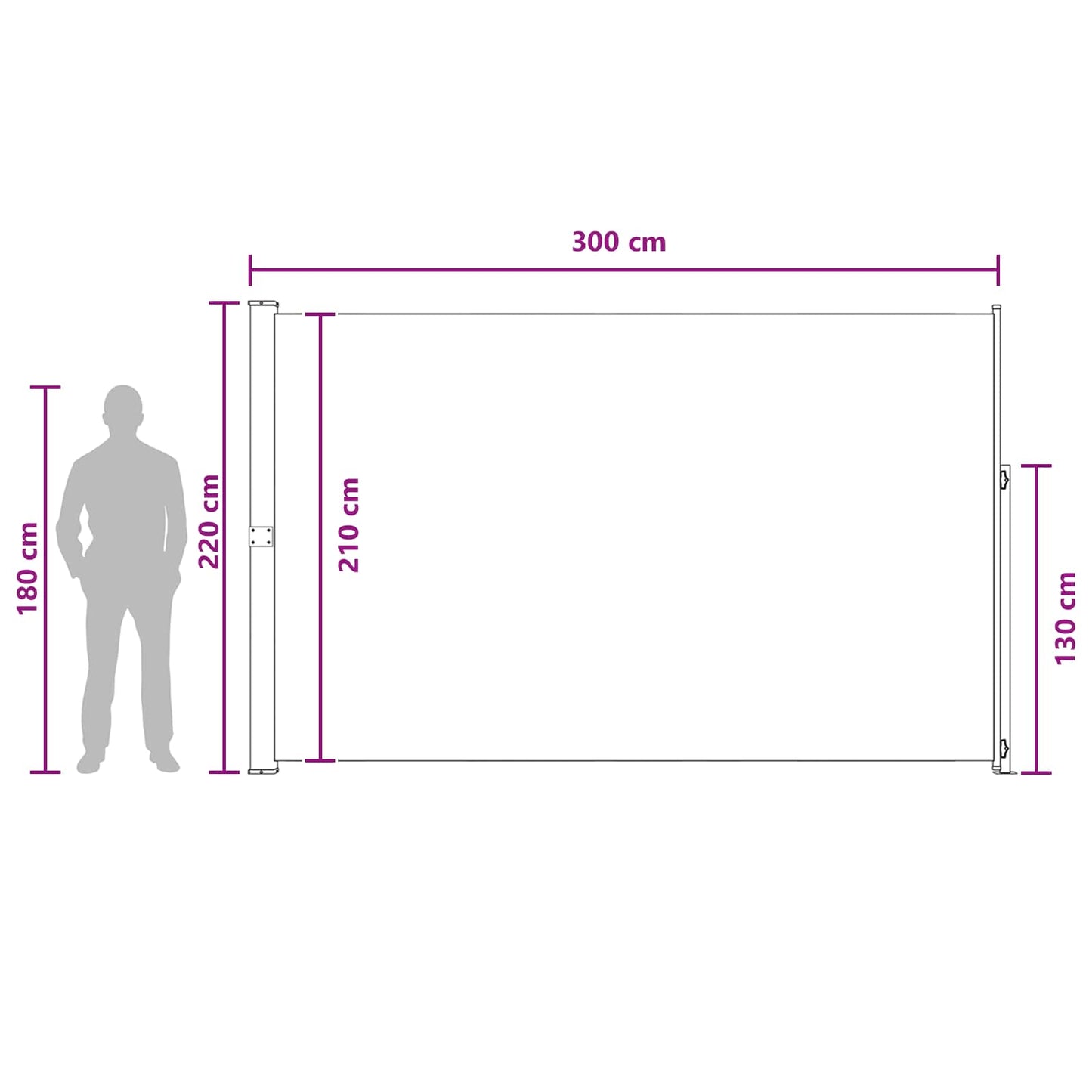 Ištraukiama šoninė užuolaida Antracito 300 x 220 cm Poliesteris