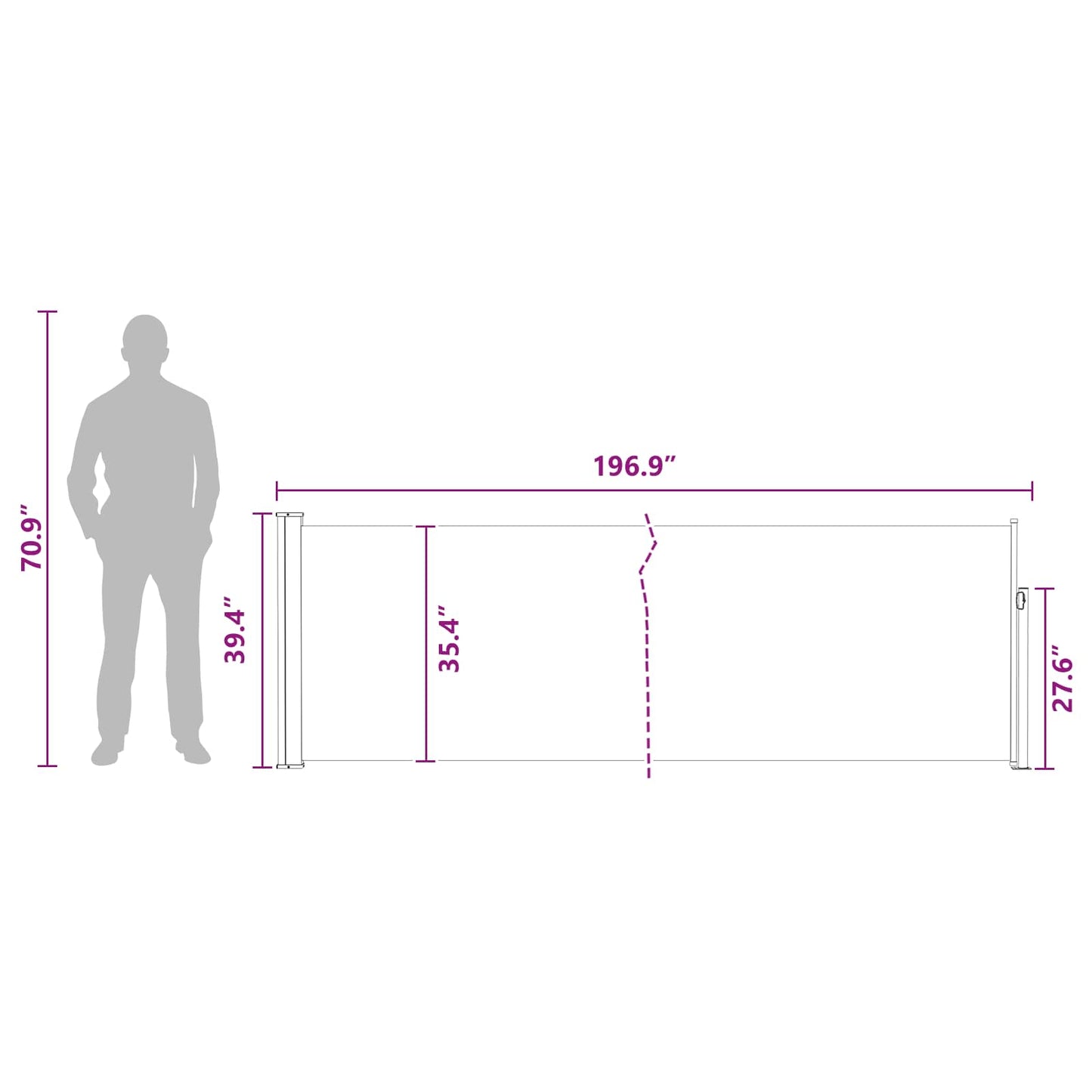 Ištraukiama šoninė užuolaida Taupe 500 x 100 cm Poliesteris