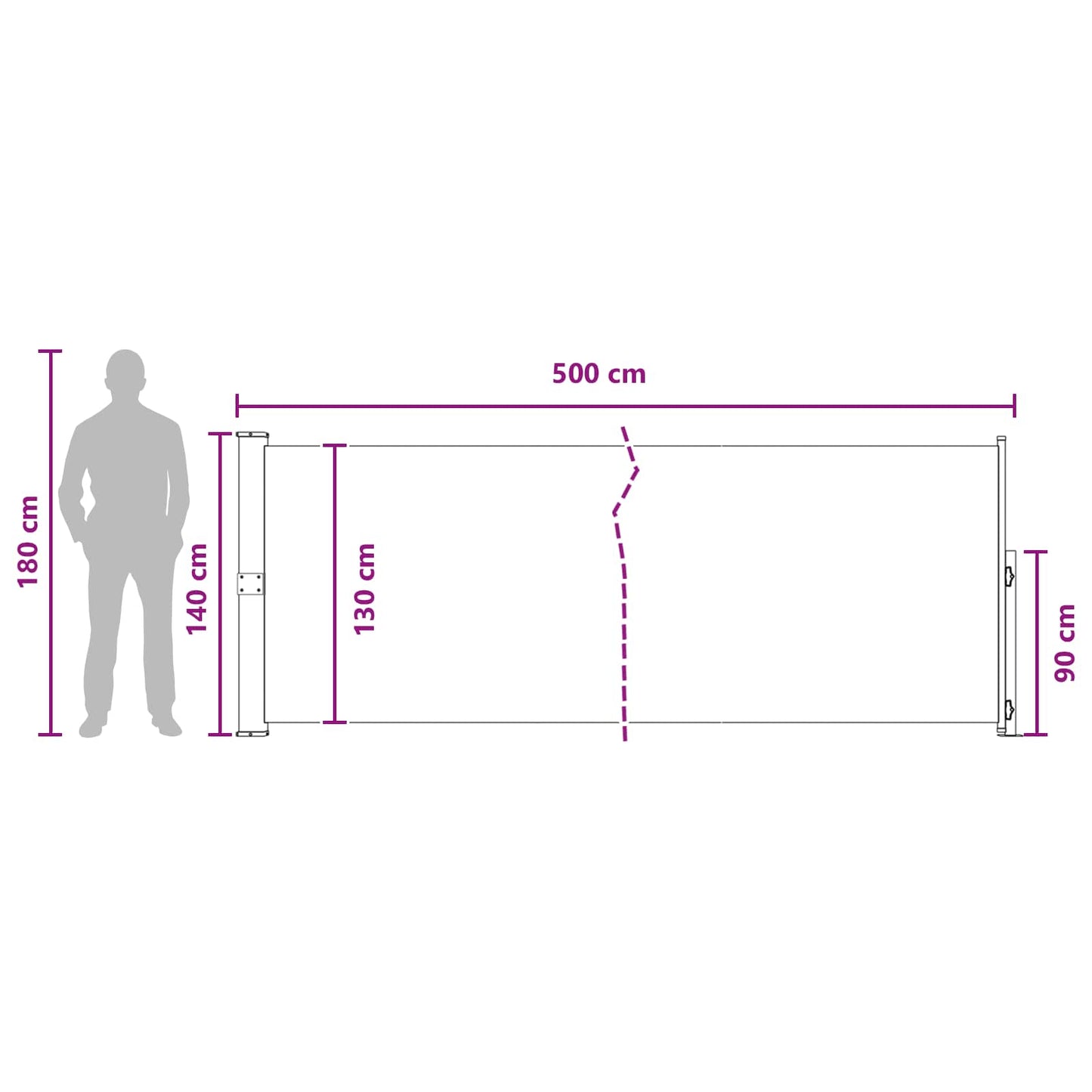 Ištraukiama šoninė užuolaida Taupe 500 x 140 cm Poliesteris