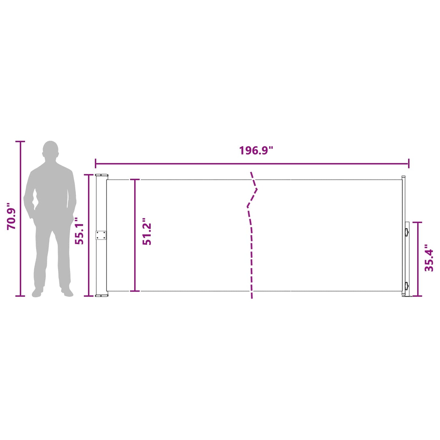 Ištraukiama šoninė užuolaida Antracito 500 x 140 cm Poliesteris