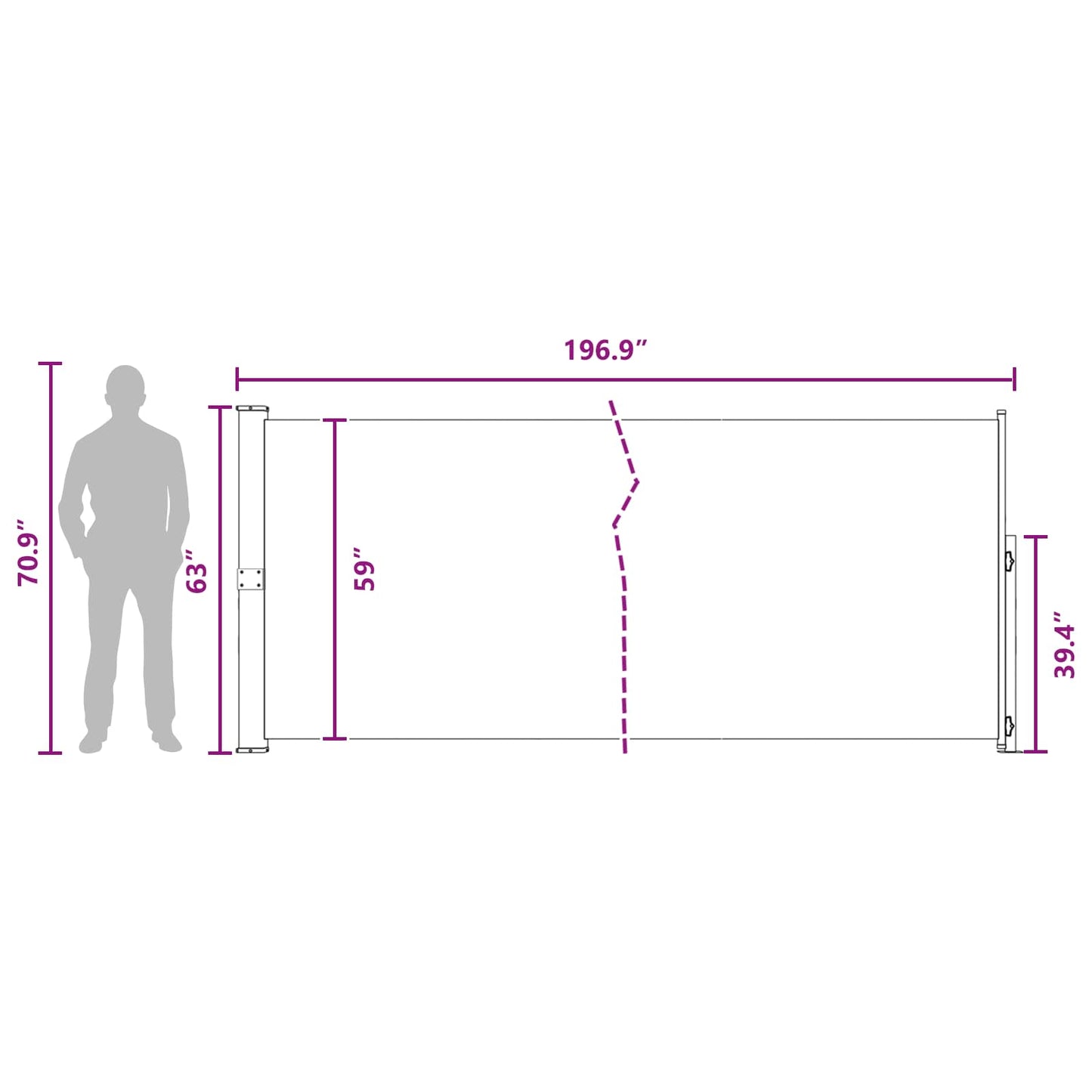 Ištraukiama šoninė užuolaida Taupe 500 x 160 cm Poliesteris