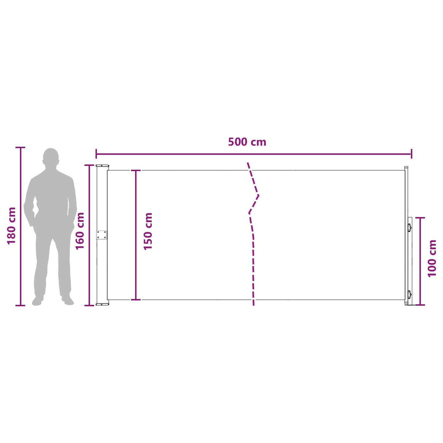 Ištraukiama šoninė užuolaida Antracito 500 x 160 cm Poliesteris