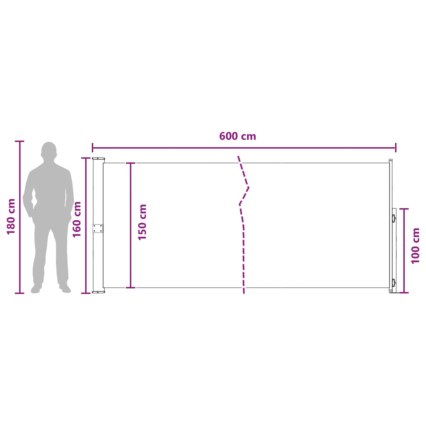 Ištraukiama šoninė užuolaida Taupe 600 x 160 cm Poliesteris