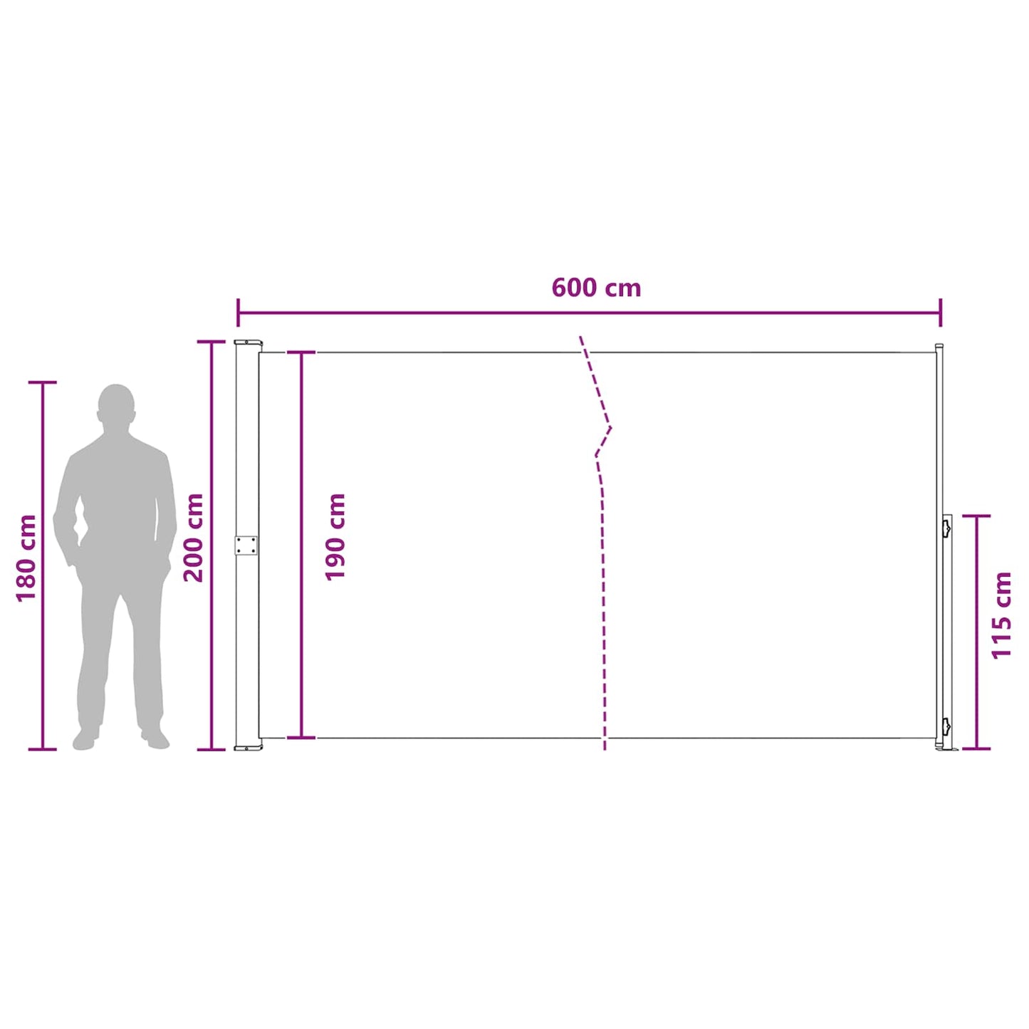 Ištraukiama šoninė užuolaida Taupe 600 x 200 cm Poliesteris