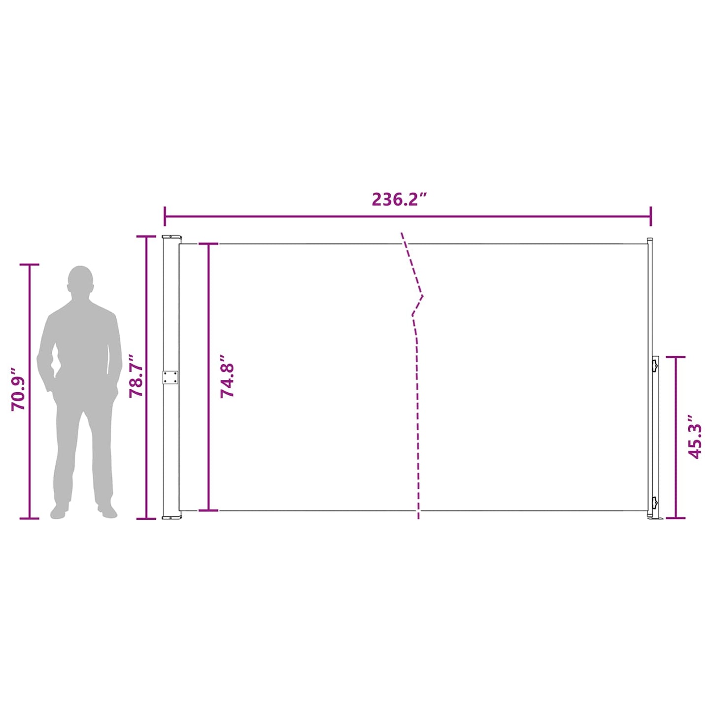 Ištraukiama šoninė užuolaida Taupe 600 x 200 cm Poliesteris