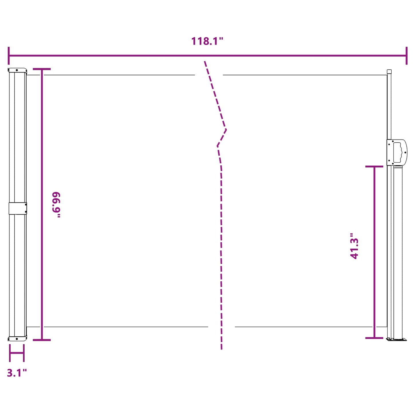 Ištraukiama šoninė užuolaida Antracito 300 x 170 cm Poliesteris