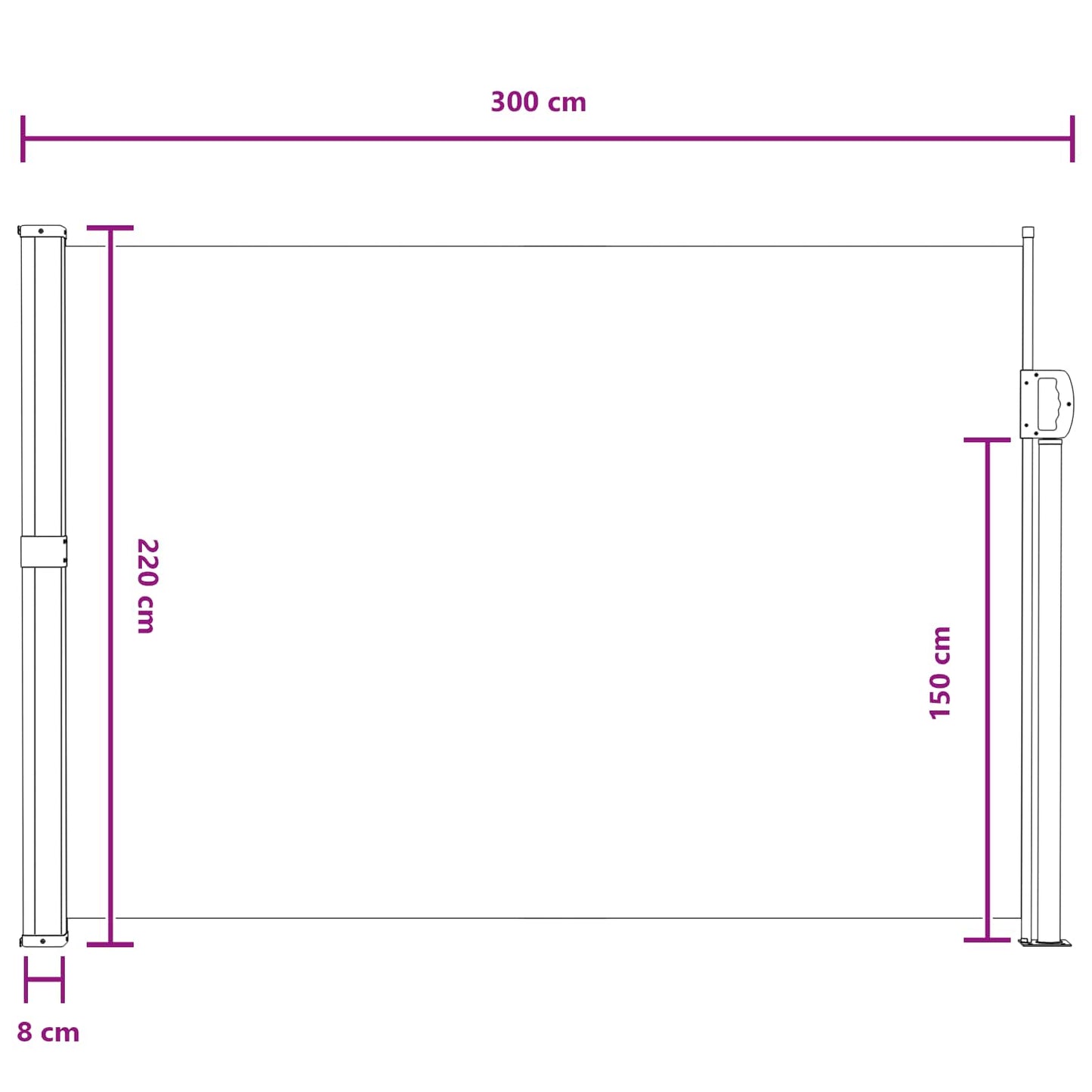 Ištraukiama šoninė užuolaida Smėlio 300 x 220 cm Poliesteris